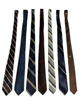 VTG Mens Silk Tie Lot 7pc 1960s 1970s Mod Mid Century Geometric Paisley Good